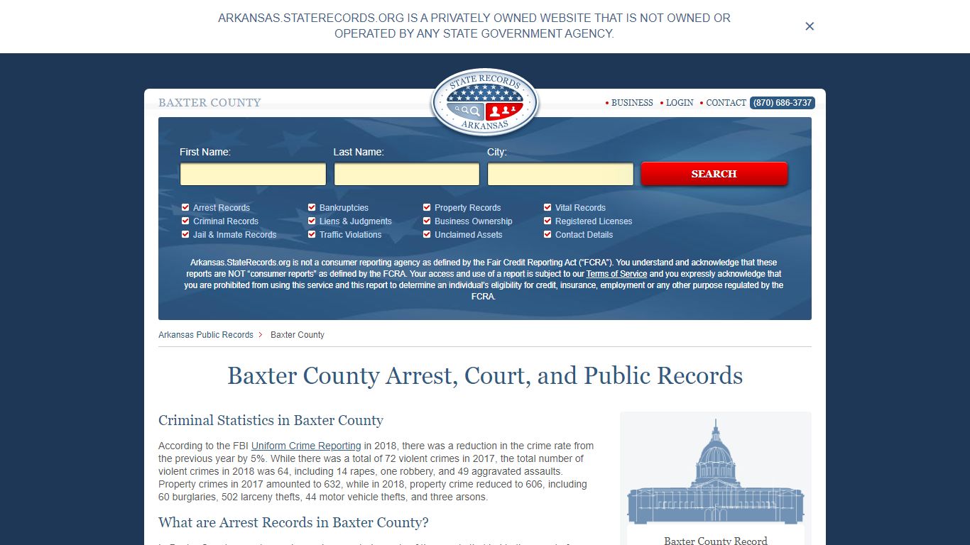 Baxter County Arrest, Court, and Public Records