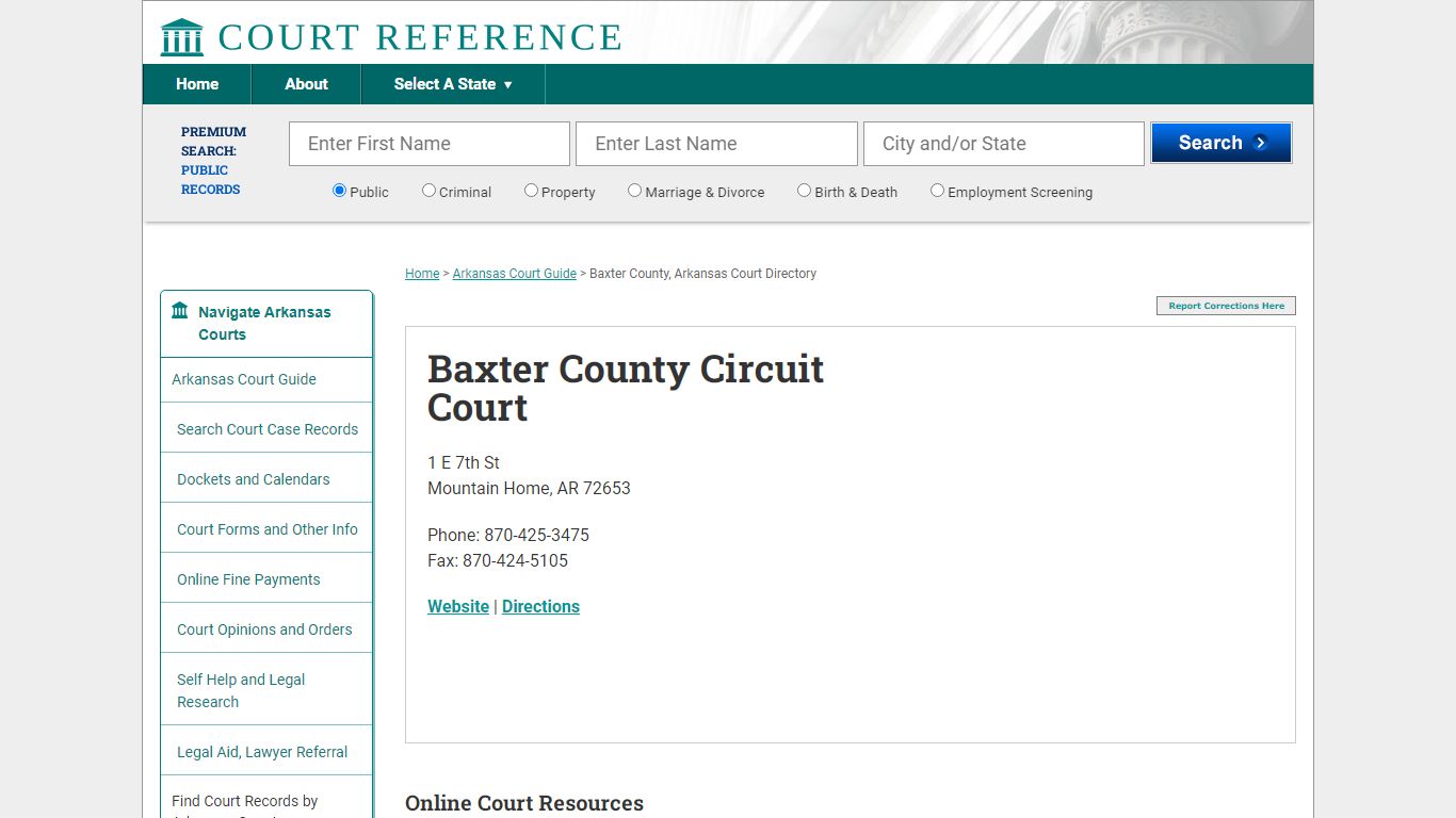 Baxter County Circuit Court - Court Records Directory